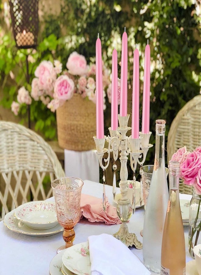 BINYUAN Non-Toxic, Non-Smoking 10-inch Pink Taper Candles (Set of 12), 7-8 Hours Burn Time, Non-Drip, Unscented Taper Candles, Perfect for Dinner Candles and Household Candles - Image 4